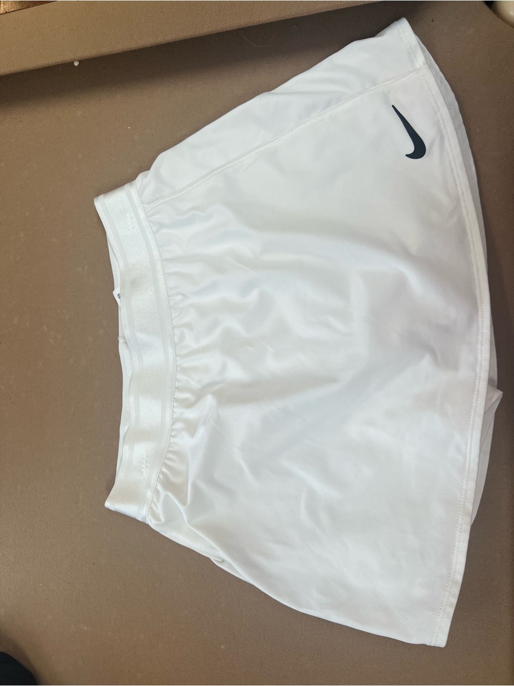 Nike Women’s White Athletic Shorts with Black Swoosh